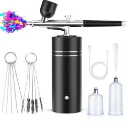Airbrush Kit with Compressor 30PSI Portable Airbrush Gun Rechargeable Handheld 