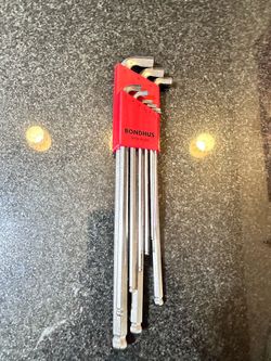 BONDHUS 9-PIECE 1.5-10MM X-LONG BALL END L-WRENCH W/BRITEGUARD (17099) (NEW)