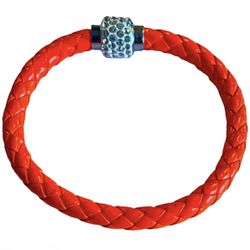 Original Designer Runway Style Bracelet Orange Braided Art Collection Fashion Unisex Men Women Rhinestone Crystal Magnet Clasp