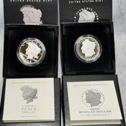 2023 Morgan And Peace Proof Silver Dollars