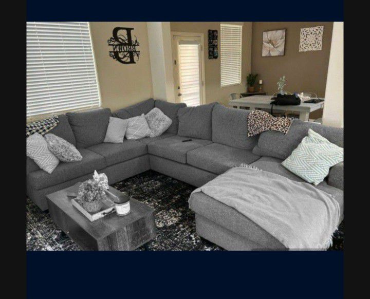 Gray Sectional Couch With Chaise 3 Piece Ashley Furniture 
