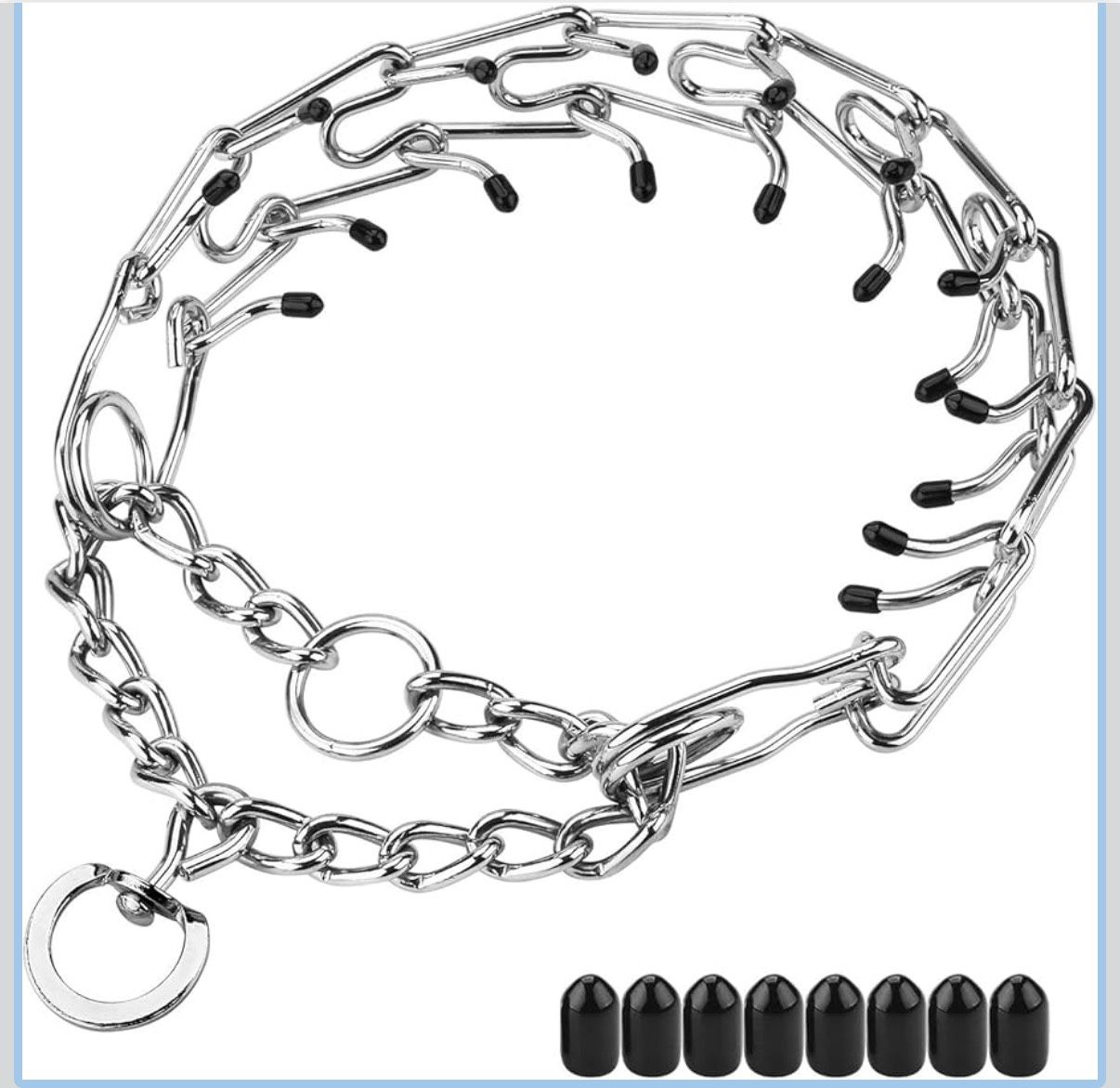 Prong Collars for Dogs, No Pull Dog Collar, Dog Training Collar for Large Medium Small Dogs, Stainless Steel Adjustable with Comfort Rubber Tips (Larg