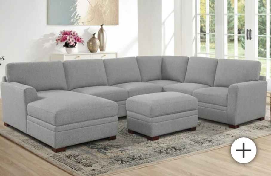 Thomasville Fabric Sectional With Storage Ottoman New Scratch And Dent 