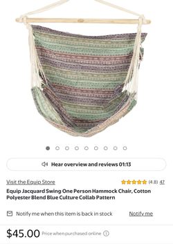 Brand New Equip Hammock Chair Swing - Boho Jacquard Pattern Price: $25.00