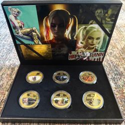 Harley Quinn 24K Gold Plated Coin Set (6) COA