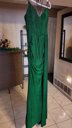Green Metallic Formal Maxi Dress