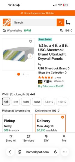 New drywall - $10 piece