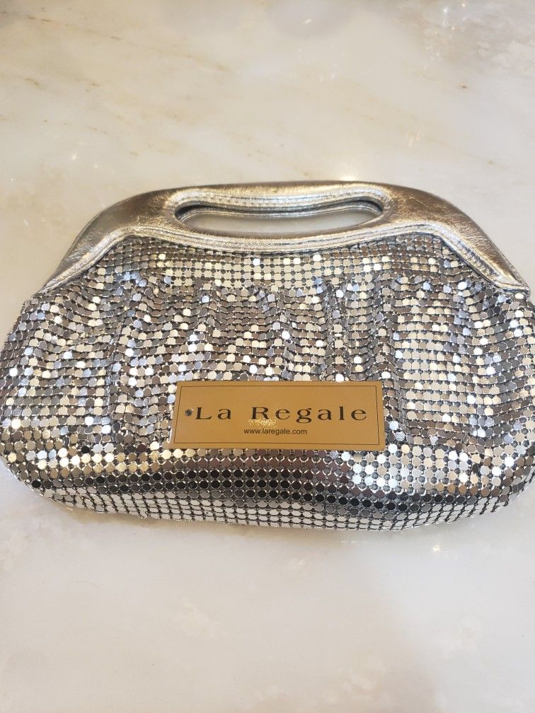 Silver Metallic Mesh Bag