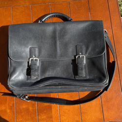 Black Coach Leather Messenger Bag