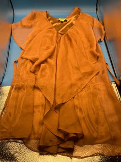 Brown solid Chiffon lined dress size Small