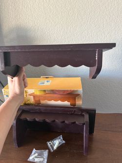 Vintage Wood Wall Shelf with Scalloped Edge
