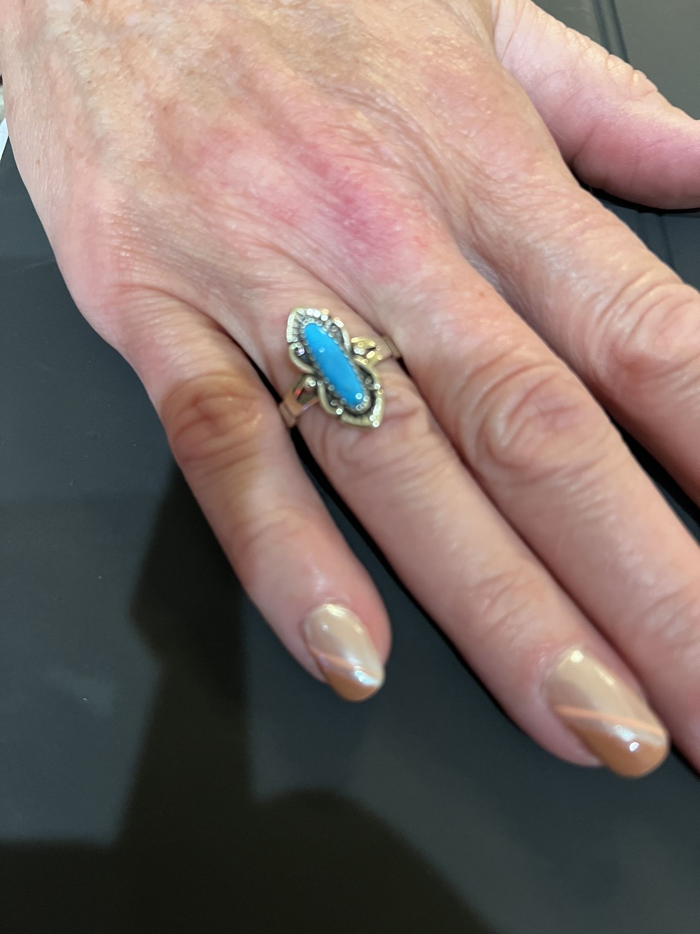 Ring, Turquoise Sterling Silver Size 8.5
