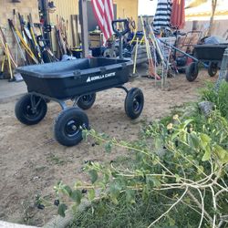Gorilla 🦍 Garden Huge Garden Cart 12 Cu Ft 1600 Pounds capacity, Super Heavy-Duty Poly Dump Cart 16 Inch Pneumatic Tires , What A Machine !!! 🦍 