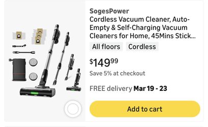 SogesPower Cordless Vacuum Cleaner with station
