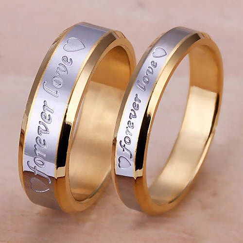 2pcs 18k Gold Forever love Wedding Couple Rings