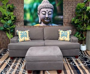 Free Delivery Dark Gray Klaussner Couch w/Ottoman
