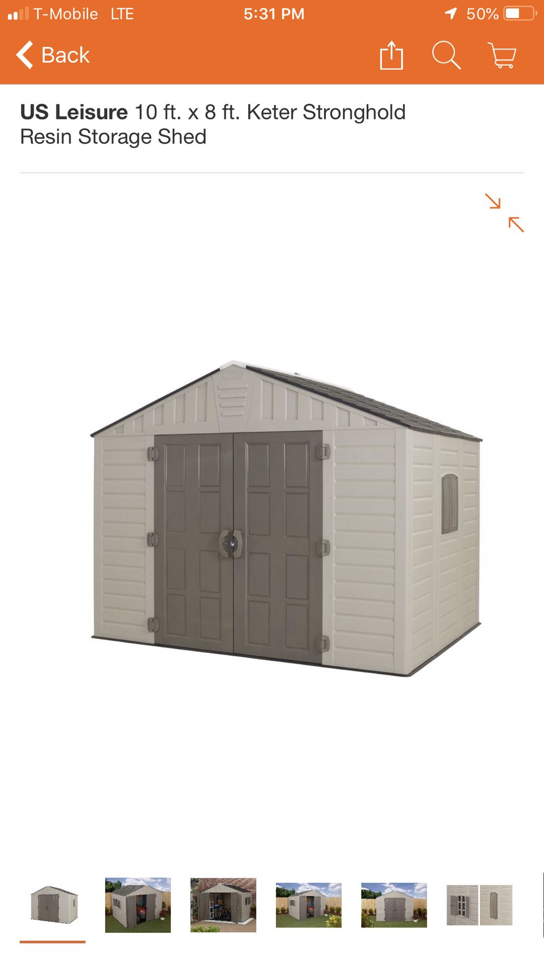 US Leisure 10 ft. x 8 ft. Keter Stronghold Resin Storage Shed