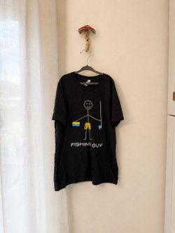 Bella+Canvas Kids “Fishing Guy” Stick Figure Graphic T-Shirt – Boys Size XL (18–20)