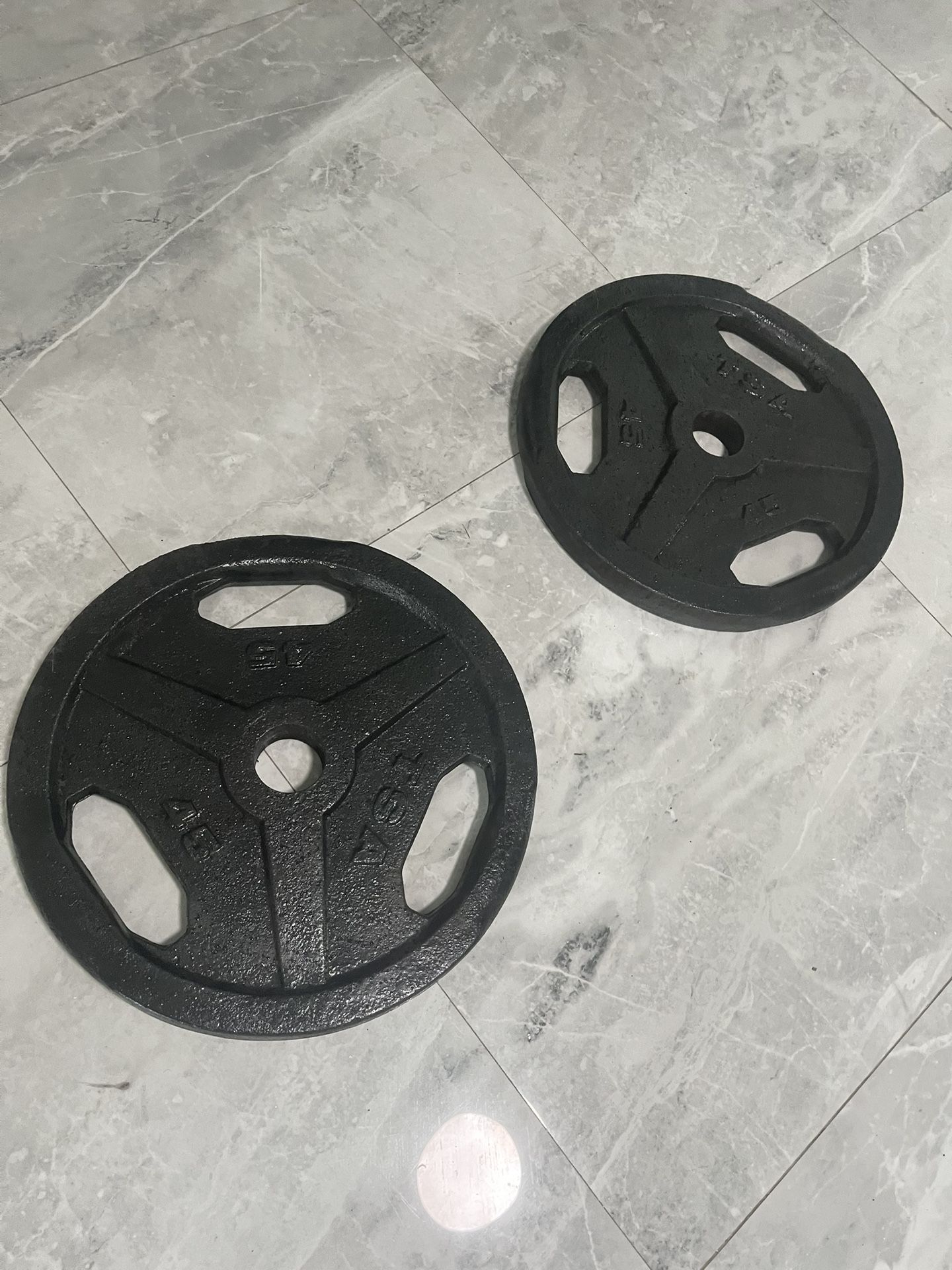 Pair Of 45lb Olympic Weights Plates Total 90lb