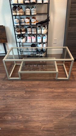 Glass Top Coffee Table with Metal Frame
