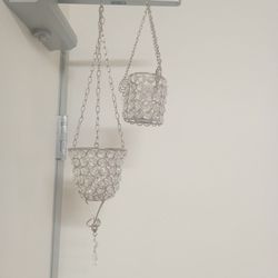 Two Crystal Hanging Candle Holders