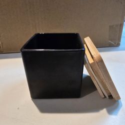 Small Matte Black Square Jars