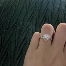 Diamond Heart-Shaped Halo Ring in 14K White Gold (size 6)