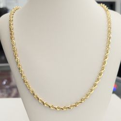 10kt Real Gold Solid Style Rope Chain 4.5 mm 26 Inches 