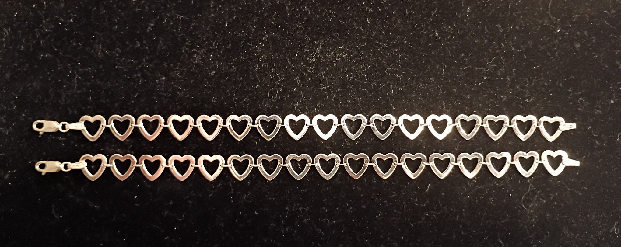 BFF Best friends 925 Mexico Sterling Silver Matching Heart Bracelets