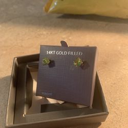 Peridot Stud Earrings 14 Kt Gf