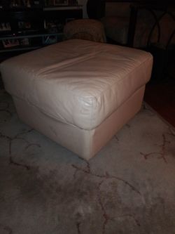 Tan leather ottoman