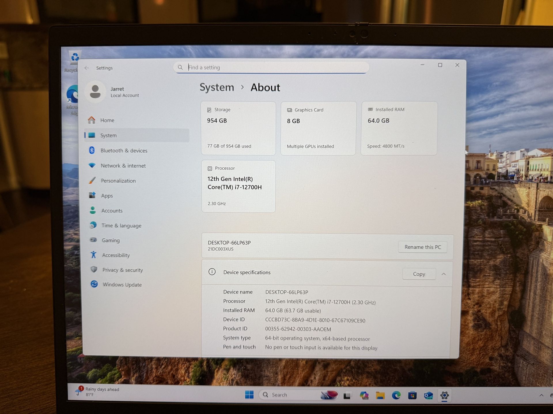 Lenovo ThinkPad 12th Gen i7-12700H 64gb Ram 8gb Nvidia With Dock