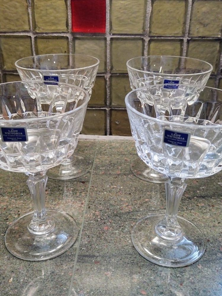 Vintage Crystal Champagne Glasses (Two Sets Of Four Available)