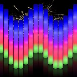 100 bulk foam rods, 3 flashing modes for weddings, party supplies that glow in the dark, illuminated wands for birthdays, outdoor camping, raves