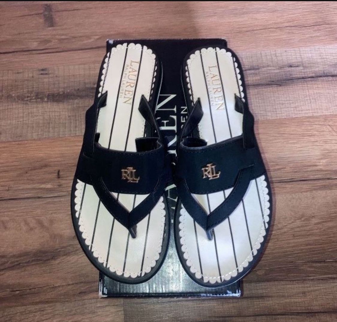 Ralph Lauren Thong Sandal/Flip Flop. Black & White, Size 5