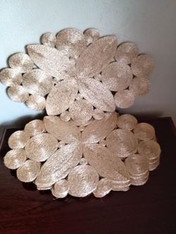 Set of 6 Vintage Woven Jute Twine Oval Placemats
