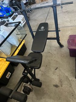 Marcy Weight Bench + Barbell + Weight Plates