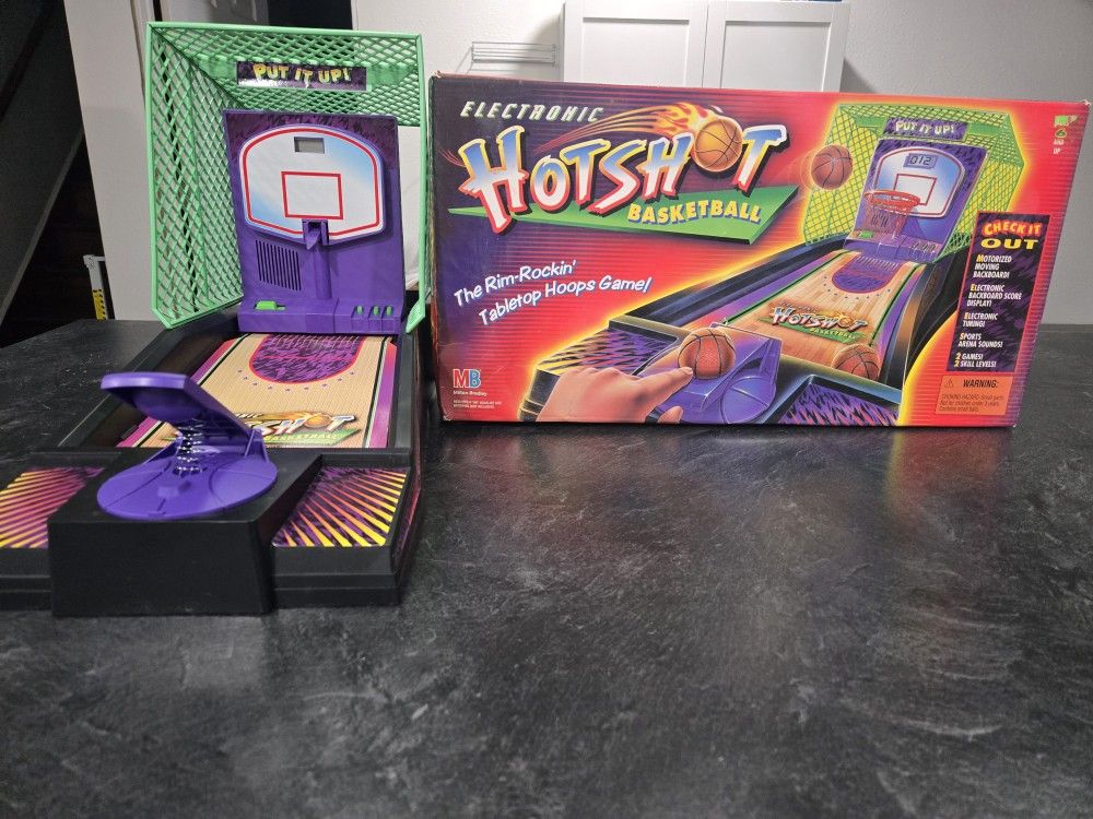 Vintage 1997 HotShot Basketball Game by Milton Bradley Tested W/Box Incomplete