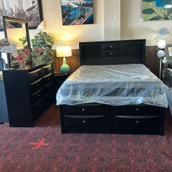 Bedroom Set With Chest Bed And Bookcase Headboard
