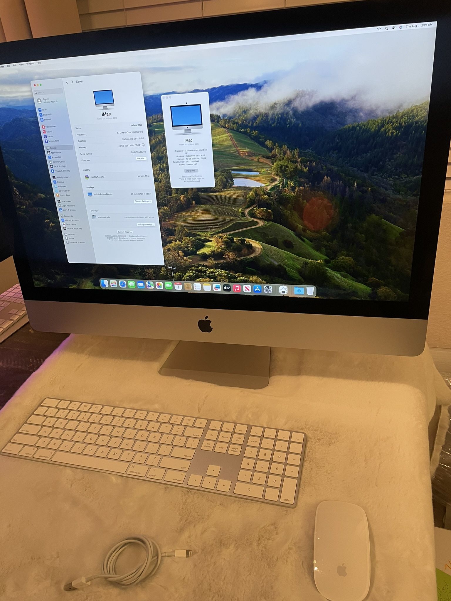 2019 Apple iMac 27-inch Retina 5K Display Big Screen Huge Memory 40gb RAM 500gb Macintosh Hdd. Sonoma macOS 3.7 GHz 6-core Intel Core i5 Processor