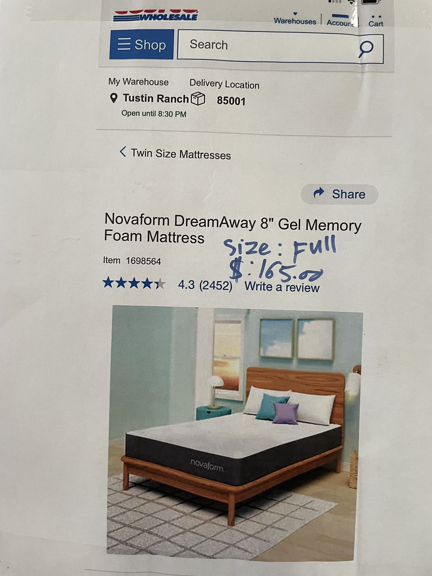 Novaform DreamAway 8 Gel Memory Foam Mattress