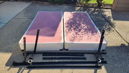 Free - King mattress (2 twins) and metal bed frame