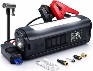 Battery Jumper Starter Portable (9.0L Gas/6.5L Diesel) with 150PSI Auto-Shutoff Air Compressor, 12V Lithium