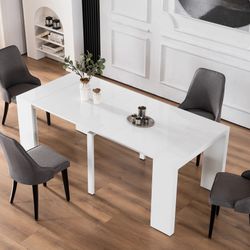 Expandable Dining Table with Leaf Table for Kitchen, Bedroom, Living Room, Seats up to 8 