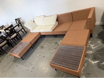 Brand New L-Shaped Wicker Sectional Sofa Set with Thick Cushions & Ottomans - Outdoor Patio Furnitur