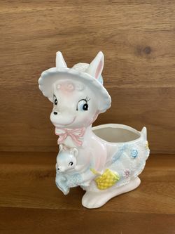 Vintage Napco Kangaroo and Baby Ceramic Planter