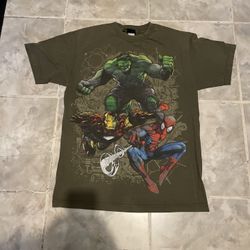 Vintage Y2K  Marvel Mad Engine Hulk Iron Man Spider Man T-Shirt Large Comics