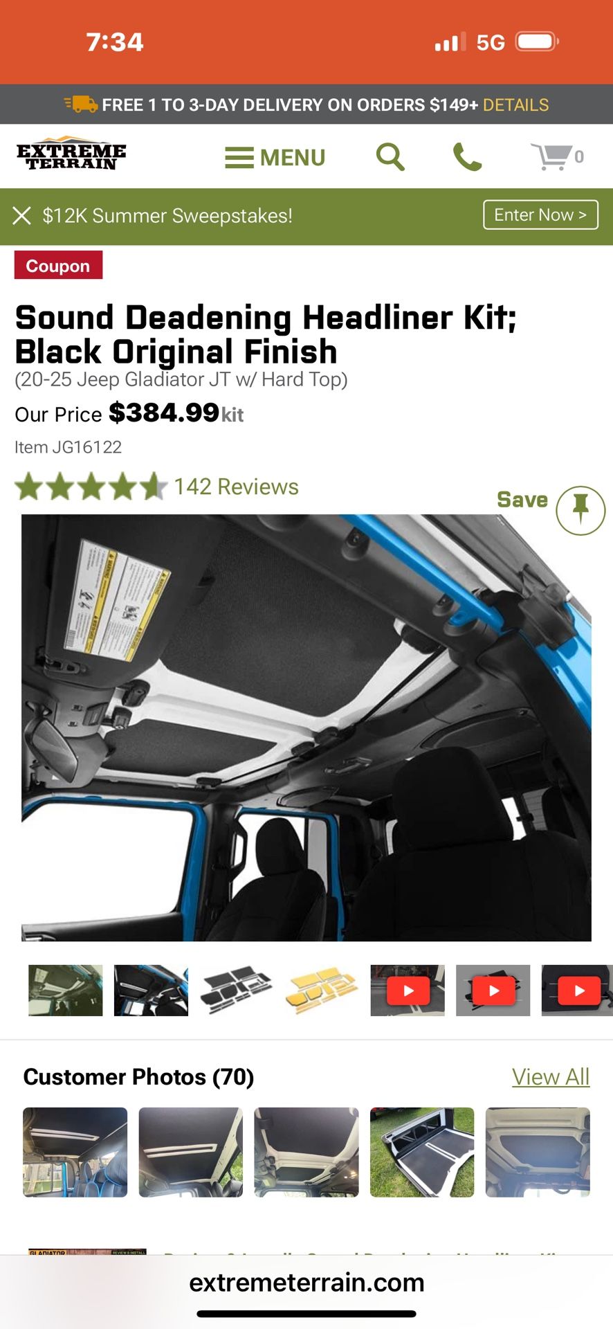 Jeep Gladiator Headliner
