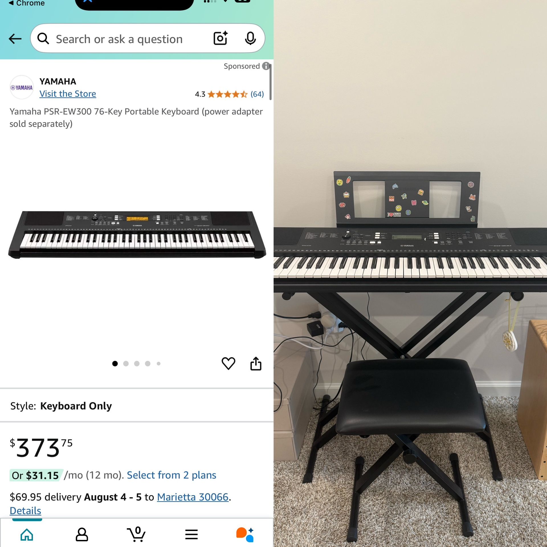YAMAHA EW300 With Free Chair Free Stand