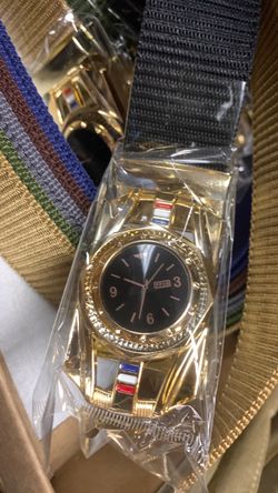 Gold-Tone Watch with Black Dial
